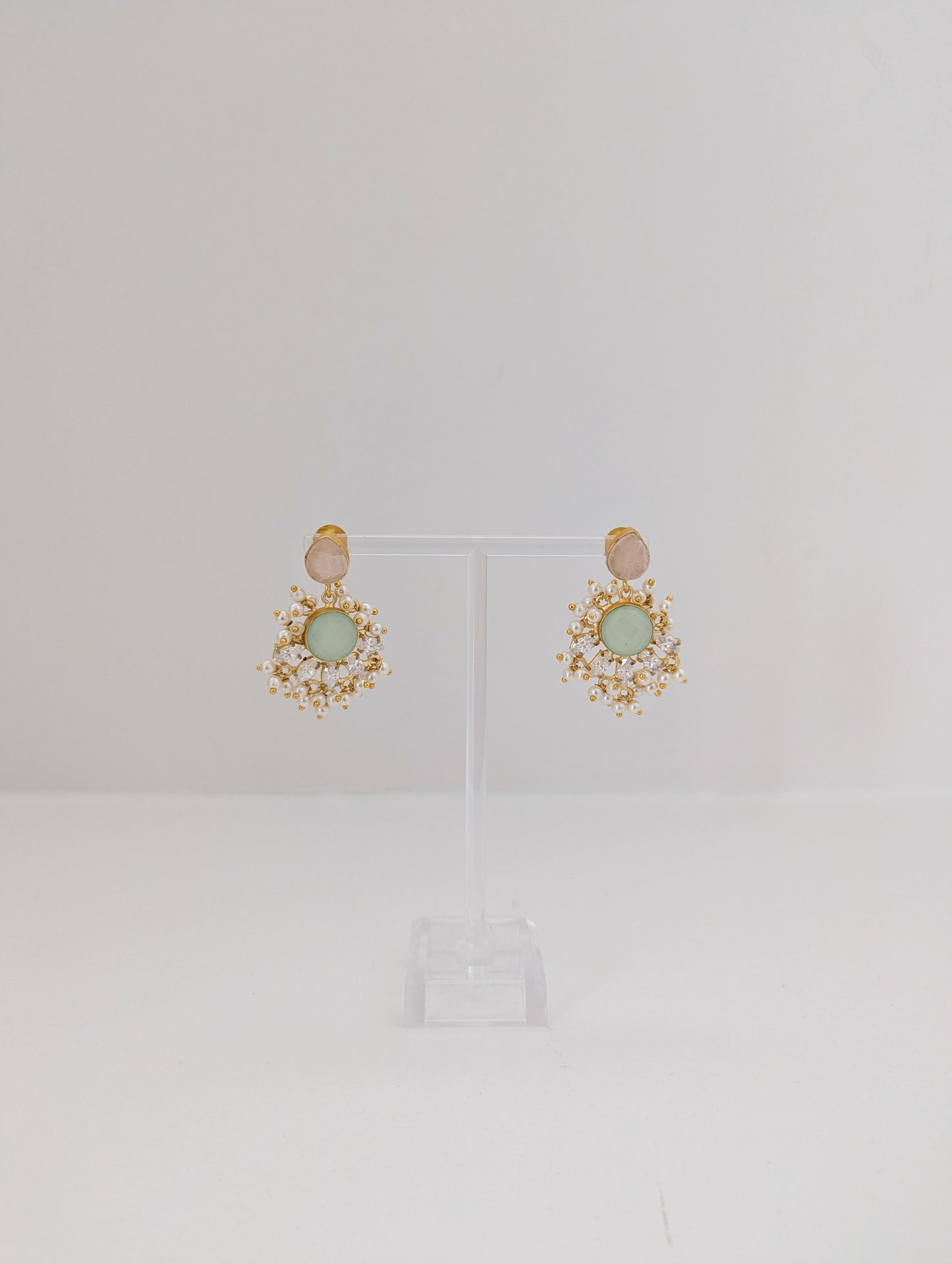 Classic Mimi Freshwater Pearl Earrings - Pink and Mint